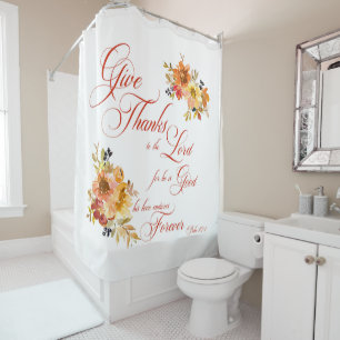 Cortina Para Box Dê Graças ao Senhor outono floral aquarela