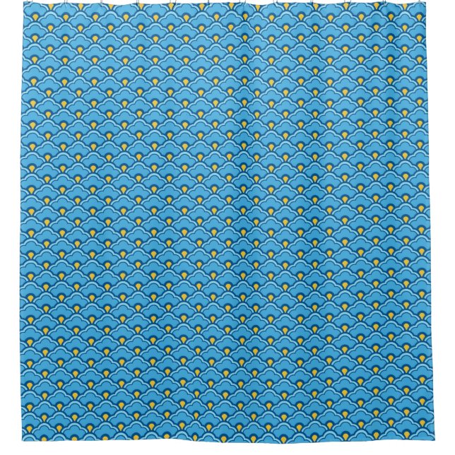 Cortina Para Box Deco China Scallops, Turquesa e Aqua (Frente)