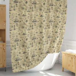 Cortina Para Box Décor Costeiro do Farol de Ancoragem Náutica Vinta