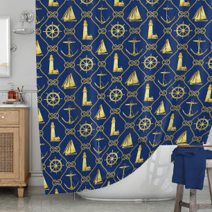 Cortina Para Box Decoração Azul-Marinho Azul De Corda