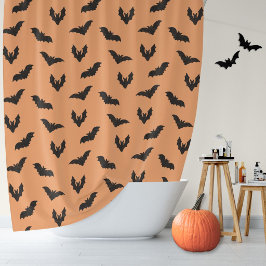 Cortina Para Box Decoração de Halloween Vintage de Morcegos Pretos 