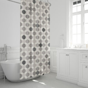Cortina Para Box Decoração Moderna de Círculos Geométricos Cinza pa