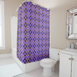 Cortina Para Box Decorativo Roxo Preto e Amarelo