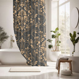Cortina Para Box Decore o seu banheiro pela Classic Damask Seamless