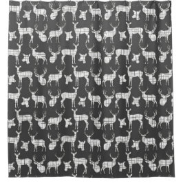 Cortina Para Box Deer Buck and Doe Silhouette Black and White