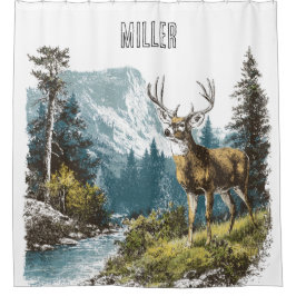 Cortina Para Box Deer Nature Shower Curtain