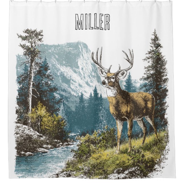 Cortina Para Box Deer Nature Shower Curtain (Frente)