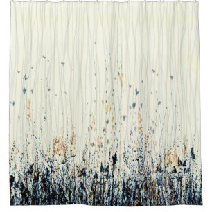 Cortina Para Box Delicar Flores Selvagens Watercolou Indigo Azul Am