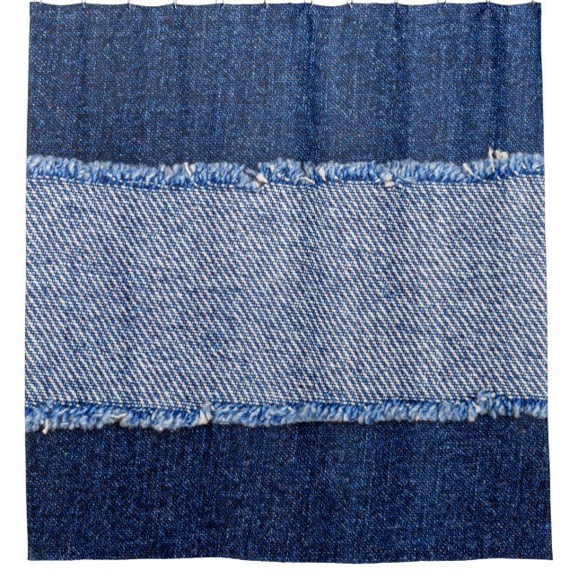 Cortina Para Box Densidade torn: tecido jeans azul. (Frente)