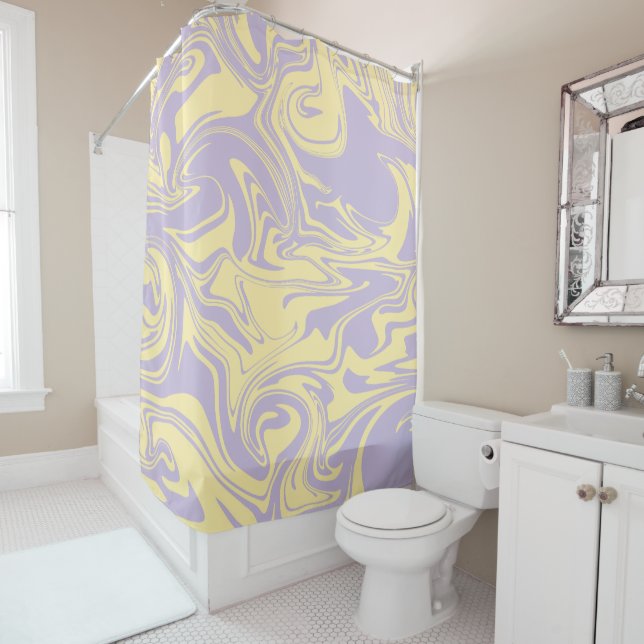 Cortina Para Box Derramar - Pastel Amarelo e Roxo (In Situ)