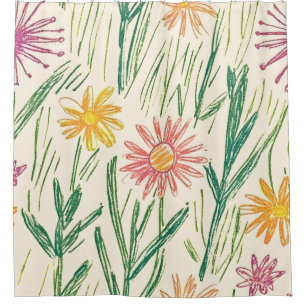 Cortina Para Box Desenho de Flor Silvestre Antiga (10)