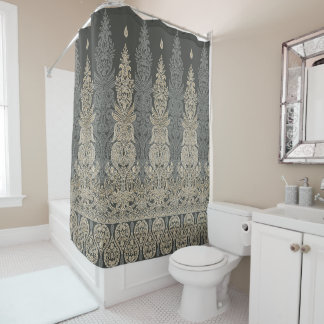 Cortina Para Box Desenho ornamental de paisley com 2 tons