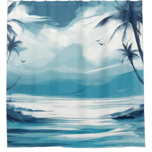 Cortina Para Box Design 308 do mar azul do oceano de praia