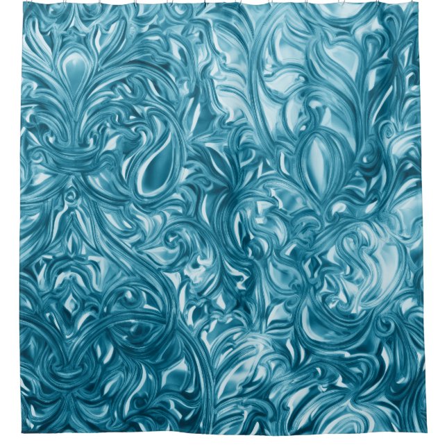 Cortina Para Box Design Abstrato Azul (Frente)