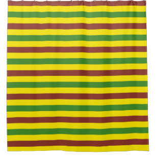 Cortina Para Box Design com Listras Marrons, Verdes e Amarelas