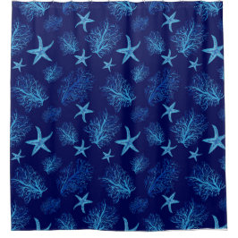 Cortina Para Box Design de aqua-teal azul-estrela-coral