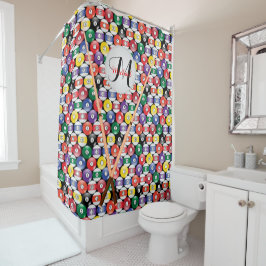 Cortina Para Box Design de Bola de Piscina Billiard Monograma