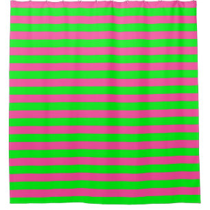 Cortina Para Box Design de faixa rosa e verde