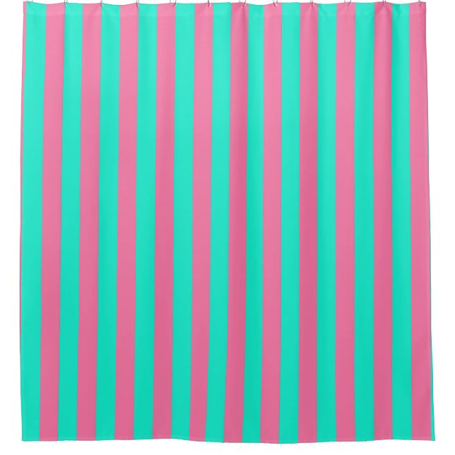 Cortina Para Box Design de faixa verde de cor rosa (Frente)