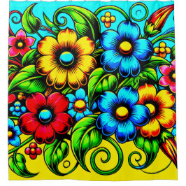 Cortina Para Box Design de Flor Colorida