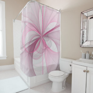 Cortina Para Box Design de fractal moderno abstrato rosa cinza clar