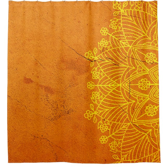 Cortina Para Box Design de fundo amarelo de Mandala (Frente)