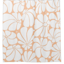 Cortina Para Box Design de Gráfico de Flor Branca do Peach Fuzz Ret