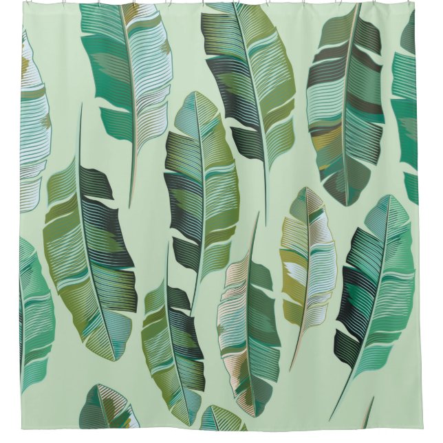 Cortina Para Box Design de moda com bananeiras tropicais (Frente)