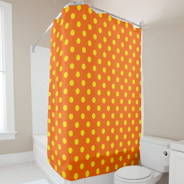 Cortina Para Box Design de Padrão de Bolinhas Amarelo em Laranja (Criador carregado)