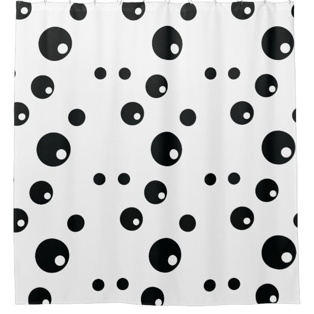 Cortina Para Box Design de padrão de Bolinhas preto e branco (Frente)