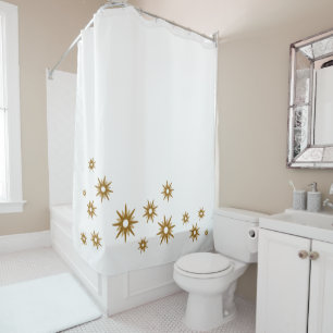 Cortina Para Box Design de Starburst Dourado minimalista   Branco