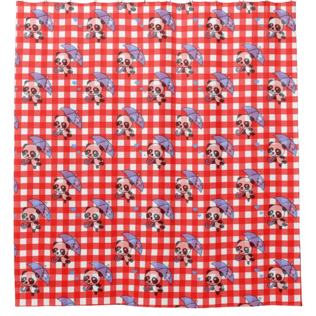 Cortina Para Box Design de Verificação de Gingham Vermelho Cinto (Frente)