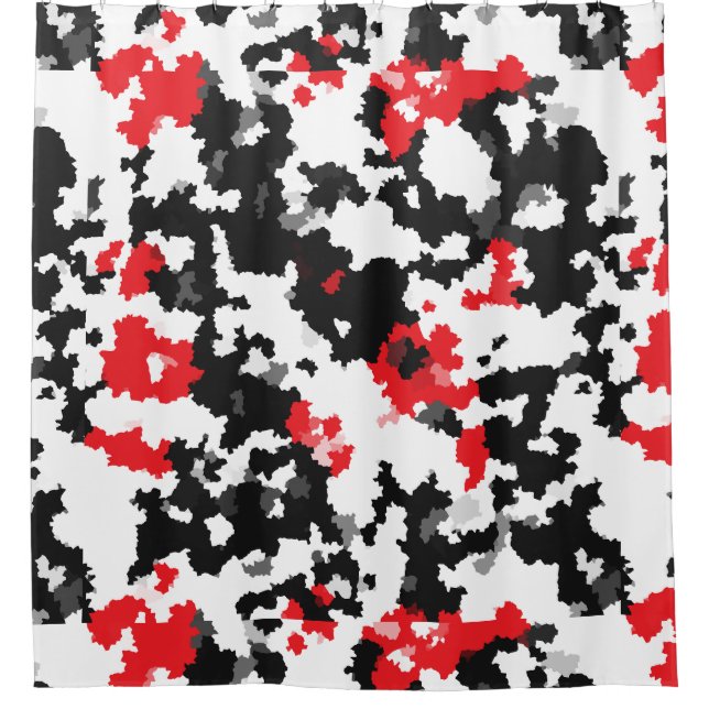 Cortina Para Box Design do abstrato branco-preto vermelho irregular (Frente)