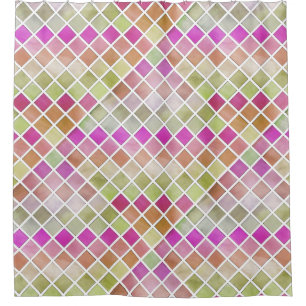 Cortina Para Box Design do mosaico laranja rosa verde