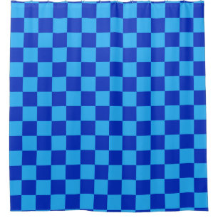 Cortina Para Box Design do Verificador Azul Claro e Escuro