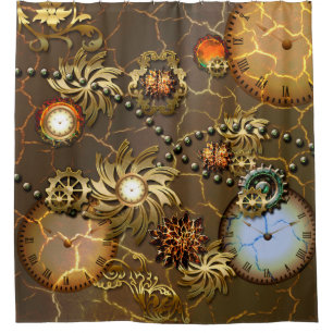 Cortina Para Box Design dourado de Steampunk