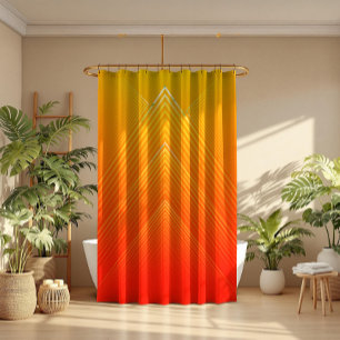 Cortina Para Box Design geométrica moderna de cor laranja-amarela-