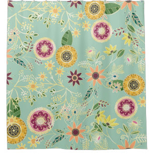 Cortina Para Box Design Original do Ouro de Folk Colorido
