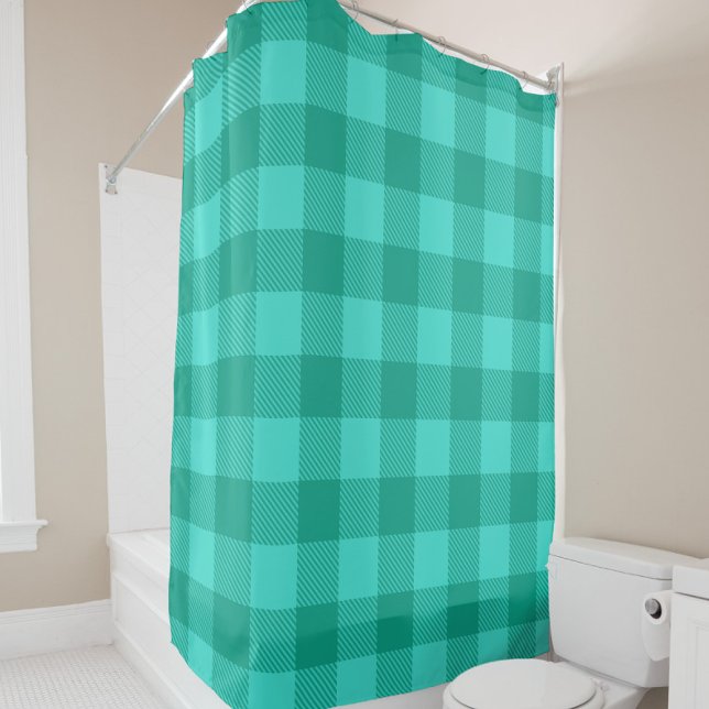 Cortina Para Box Design Xadrez Gingham Azul Verde e Turquesa  (Criador carregado)