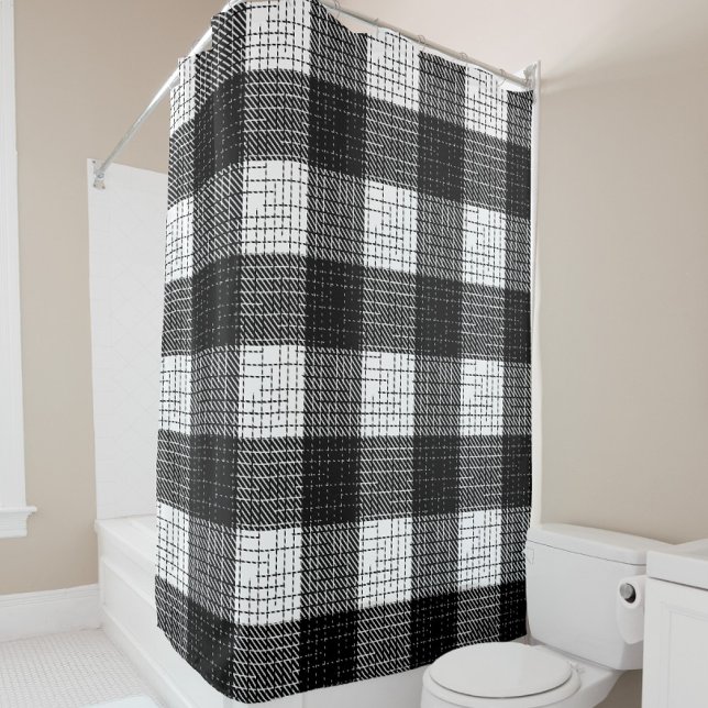 Cortina Para Box Design Xadrez Preto e Branco em Bold  (Criador carregado)