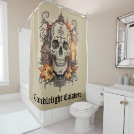 Cortina Para Box Dia das Bruxas, Padrão de Caveira, Calavera à Luz 