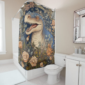 Cortina Para Box Dinossauro e flores estilo art nouveau