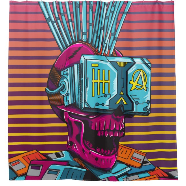 Cortina Para Box Disquete Cyberpunk de Realidade Virtual CyberSkull (Frente)