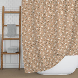 Cortina Para Box Ditsy Floral Cottagecore Dainty Wildflowers Brown