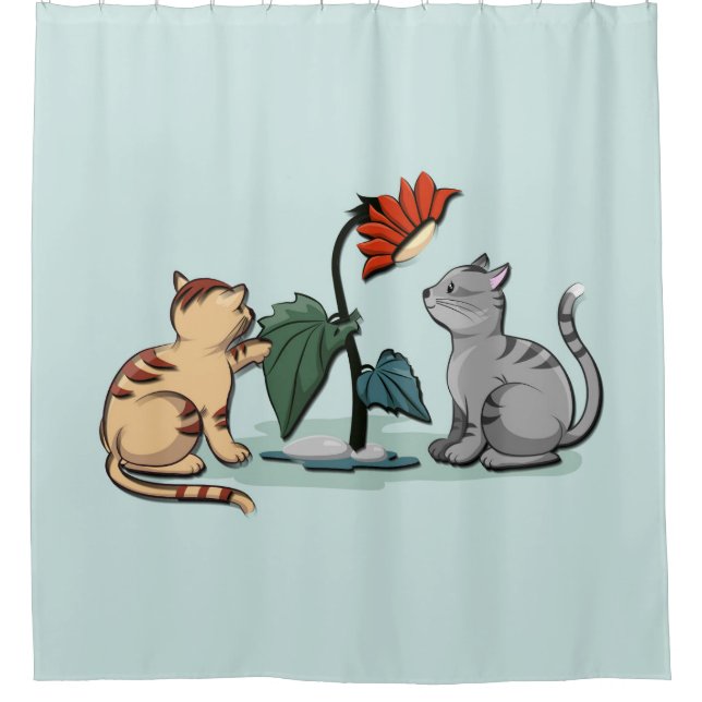 Cortina Para Box Diversão de Verão dos Gatinhos Flor (Frente)