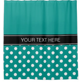 Cortina Para Box Dk Teal Branco LG Ponto Preto CB Nome Monograma