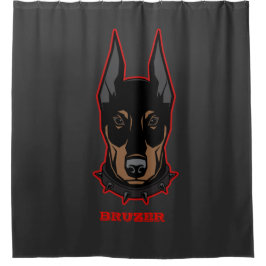 Cortina Para Box Doberman Pincher adiciona nome mascot Men