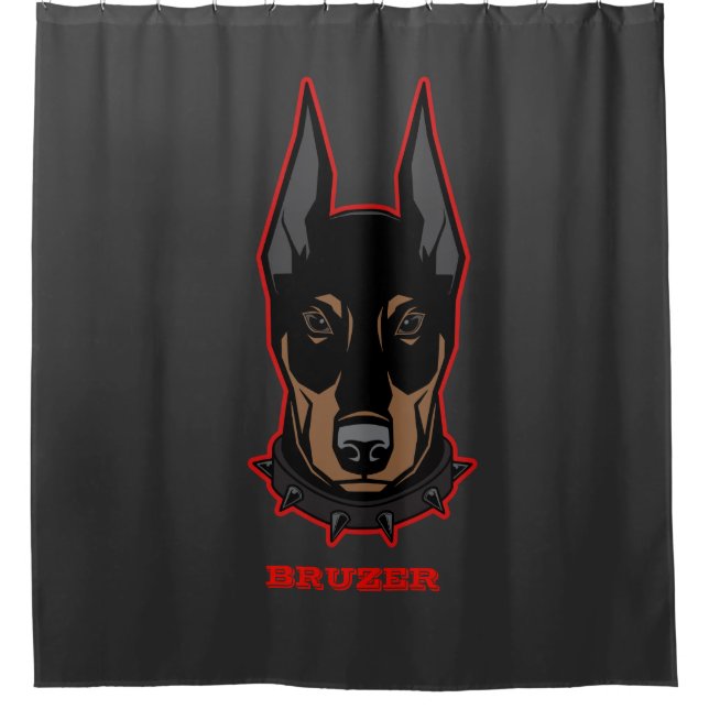 Cortina Para Box Doberman Pincher adiciona nome mascot Men (Frente)