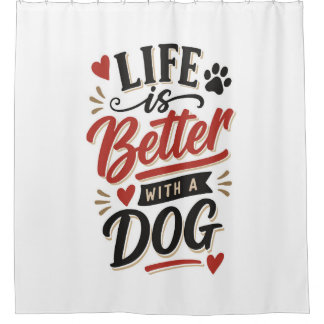 Cortina Para Box Dog Lover Wall Art - Life is Better with a Dog Red