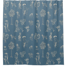 Cortina Para Box Dogs Lady Toile de Jouy Dark Turquoise